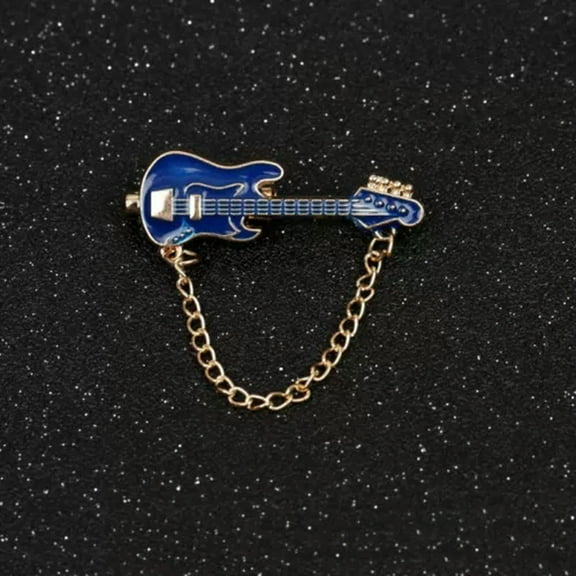 GKNET Wedding Crystal Guitar Chain Brooch Lapel Pin Women Fashion Corsage Delicate Jewelry Gift-Blue