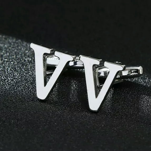 GKNET Wedding Cufflinks Groom Cufflinks 26 Letters Clothes Accessories Shirt Cuff Link-V