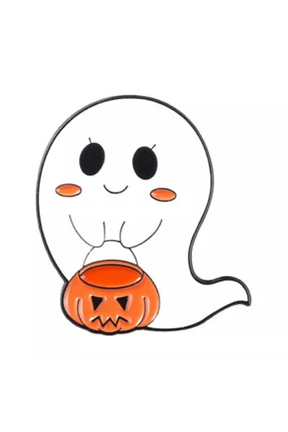 White Ghost Series Alloy Brooch Witch Hat Pumpkin Enamel Pin Lapel Badge Gift-2