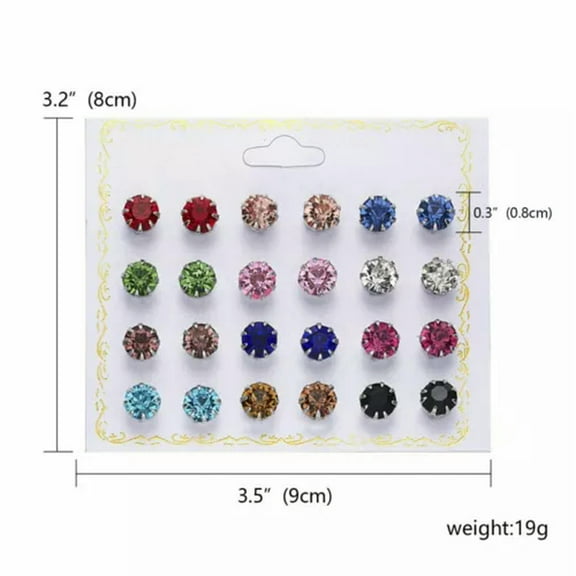 GKNET Wholesale 12Pairs Crystal Rhinestone Pearl Stud Earrings Set Women Delicate Jewelry Gift-6#12 Pairs Colorful Crystal