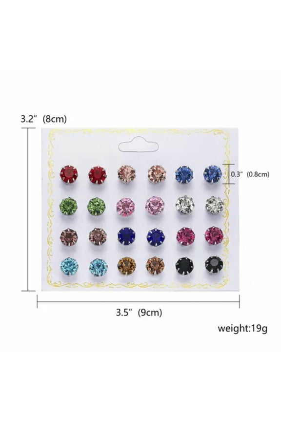Wholesale 12Pairs Crystal Rhinestone Pearl Stud Earrings Set Women Delicate Jewelry Gift-6#12 Pairs Colorful Crystal