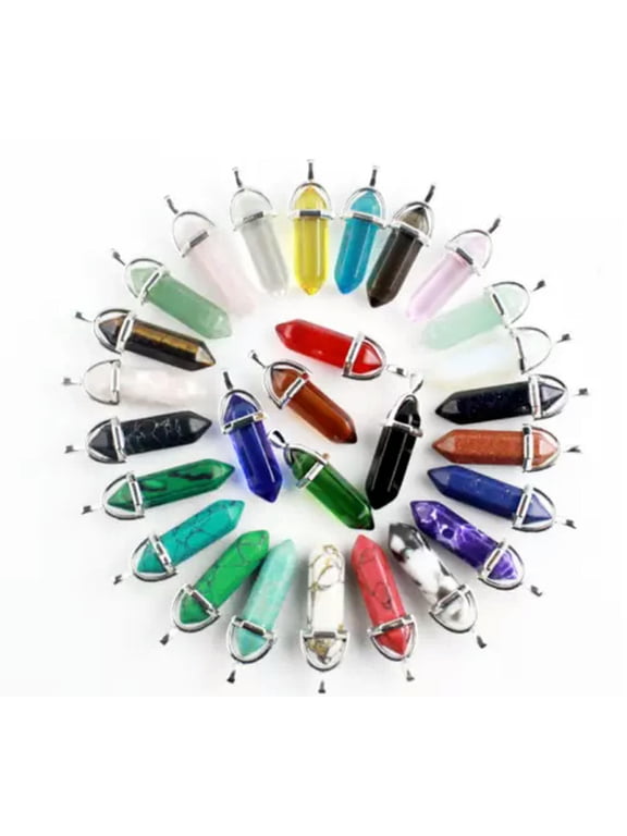 Wholesale 24pcs/lot Mixed Natural stone Point Chakra Healing Gemstone Pendants