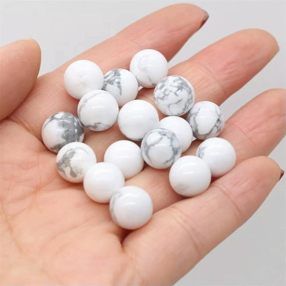 GKNET Wholesale 50pc 10mm Natural White Howlite Stone Round Ball No Hole Beads Jewelry