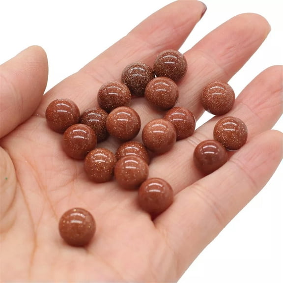 GKNET Wholesale 50pcs 10mm Natural Gold Sand Stone Round Ball No Hole Beads Jewelry