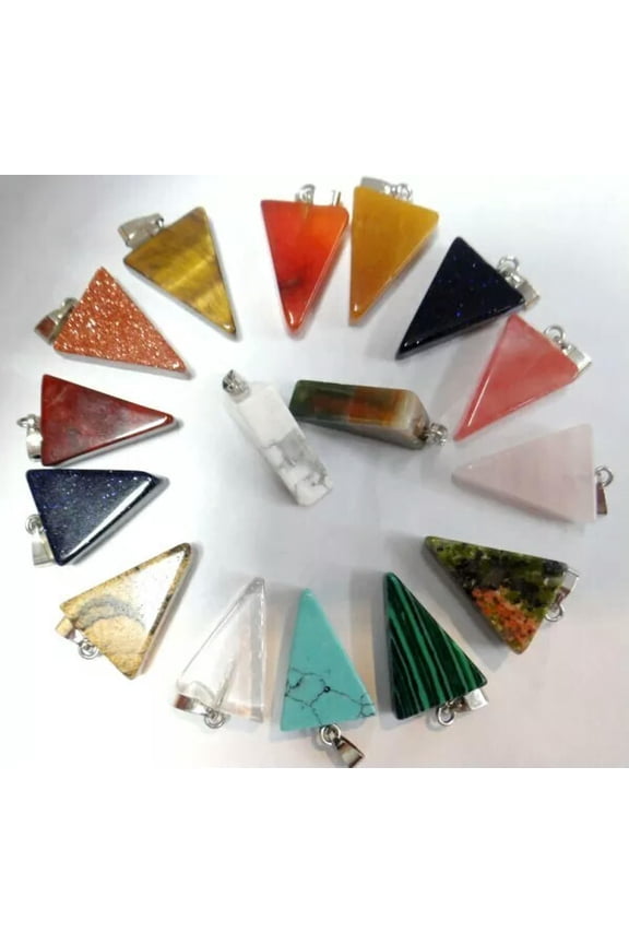 Wholesale 50pcs Assorted Natural Mixed Stone Triangle Shape Pendant Bead 25x15mm