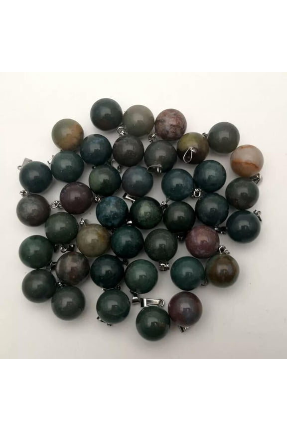 Wholesale 50pcs Natural India Agate Stone Round Pendant Bead Delicate Jewelry Making 14mm