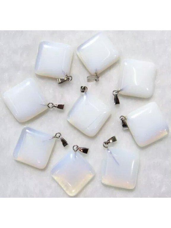 Wholesale 50pcs Opal Stone Square Shape Pendant Bead Delicate Jewelry 20X20mm