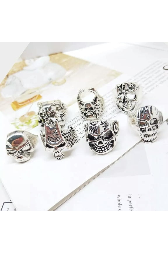Wholesale & Job Lots 20pcs Large Skull Skeleton Metal Rings For Men and Women