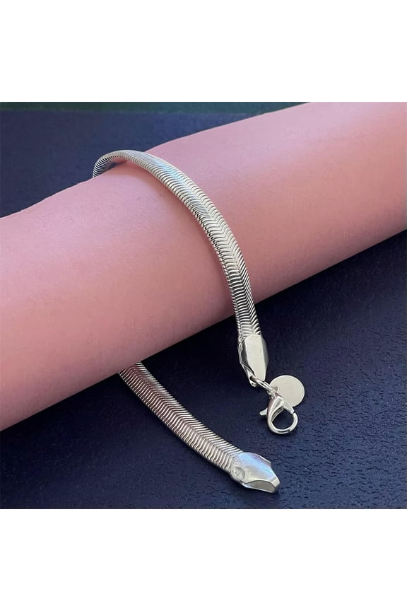 Women 925 Silver Filled 6mm Soft Snake Chain Bracelet Bangle New