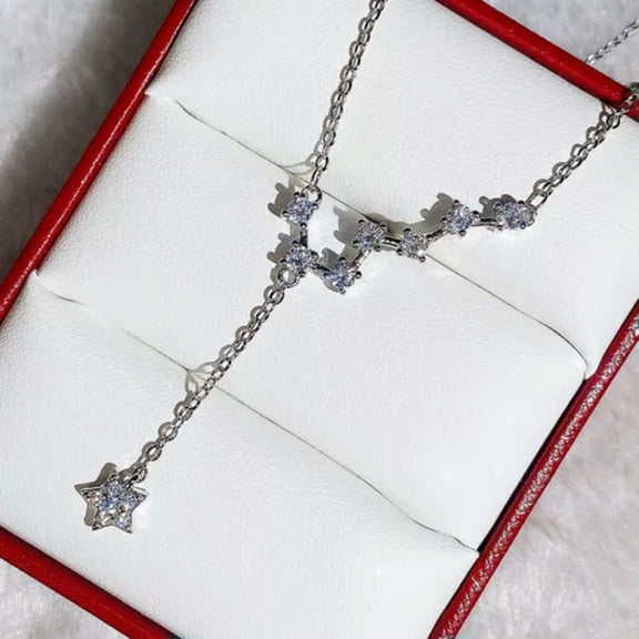 GKNET Women 925 Silver Star Shape Necklace Pendant Romantic Cubic Zircon Jewelry-Silver