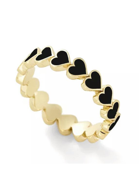 Women Creative Design Multicolor Peach Heart Metal Ring Fashion Ring Jewelry-Black-7