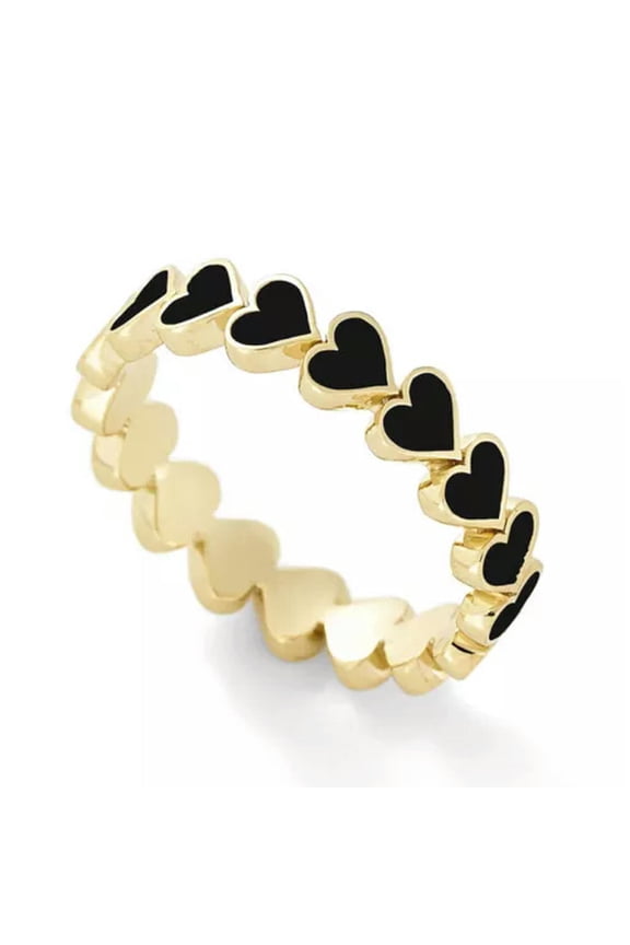 Women Creative Design Multicolor Peach Heart Metal Ring Fashion Ring Jewelry-Black-7