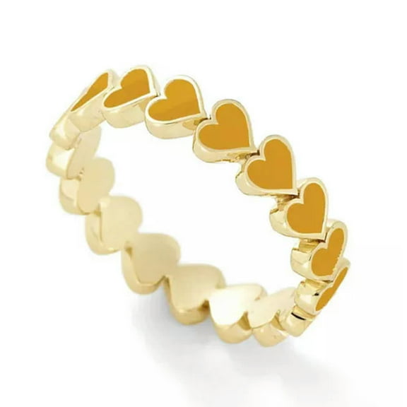 GKNET Women Creative Design Multicolor Peach Heart Metal Ring Fashion Ring Jewelry-Yellow-7