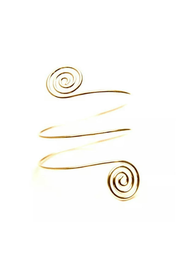 Women Gold Metal Leaf Upper Arm Cuff High Bracelet Spiral Armlet Armband Jewelry-Gold