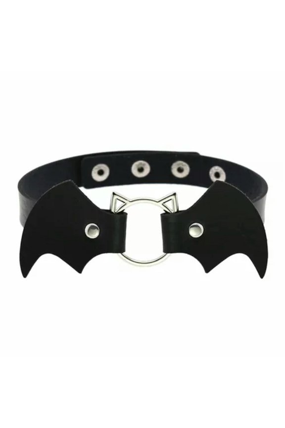 Women PU Leather Choker Necklace O Ring Chain Neck Collar Punk Gothic Black Belt-60-Black