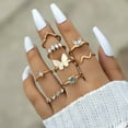 thumbnail image 1 of GKNET Women Rings Set Crystal Butterfly Boho Retro 18k Gold Plated Finger Knuckle Gift-#6, 1 of 9