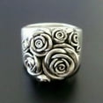 thumbnail image 1 of GKNET Women Silver Ring Turkish Handmade Retro Flower Ring Wedding Delicate Jewelry Sz 6-10-17#Rose Flower Ring-6, 1 of 9