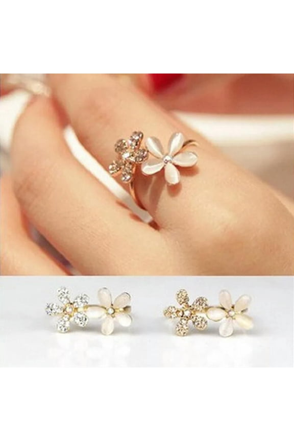 Women Sweet Rhinestone Delicate Jewelry Ring Gold Filled Daisy Crystal Rings GiciY_tu
