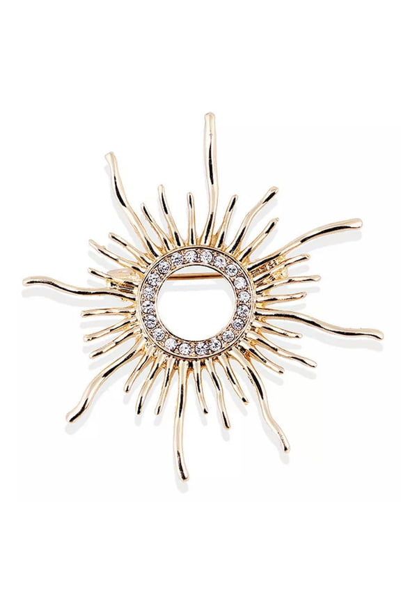 Women Weeding Delicate Jewelry Enamel Sun Brooch Pin Rhinestone Crystal Scarf Coat'BrC