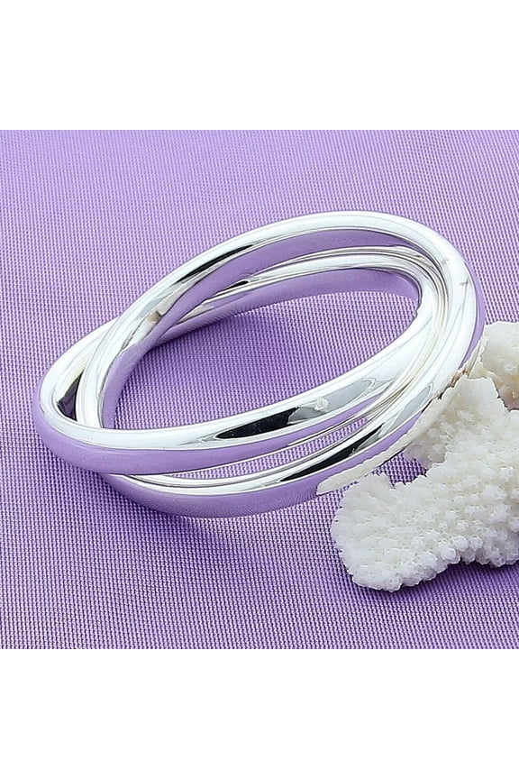 Women's 925 Sterling Silver Exquisite Thick Round Riveting Cuff Bracelet Jewelry