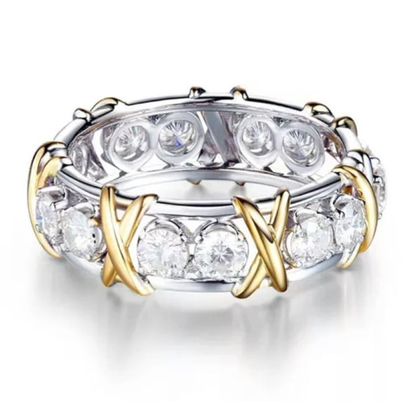 GKNET Women's Cross Zircon Rings Engagement Wedding Magnetic Zircon Fashion Jewelry-golden-10