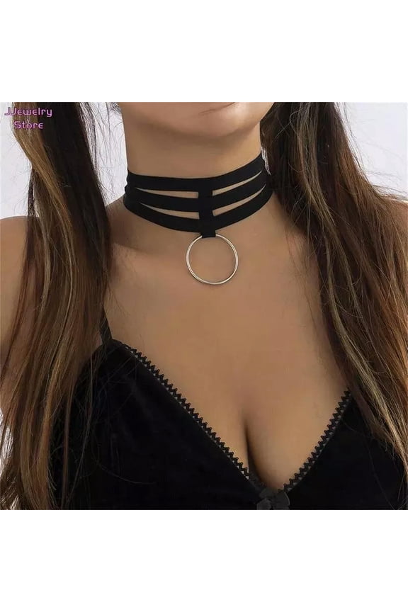 Women's Fashion Delicate Jewelry Black Velvet Velvet Layered Choker Collar Necklace 1PC