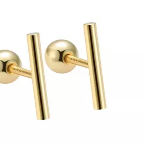 GKNET Womens Surgical Steel Tiny Bar Stud Earring Screw Back Minimalist Dainty Jewelry-Gold-14mm