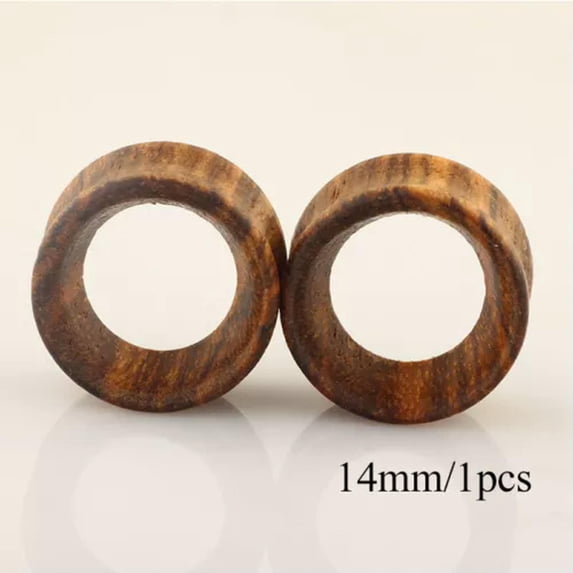 GKNET Wooden Ear Plugs Gauges Earrings Punk Flesh Tunnel Expanders Piercing Delicate Jewelry US-Coffee-14mm