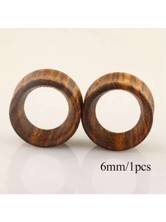 Wooden Ear Plugs Gauges Earrings Punk Flesh Tunnel Expanders Piercing Delicate Jewelry US-Coffee-6mm