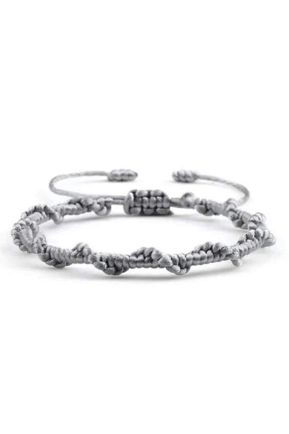 Woven Rope Bracelet - Braided Adjustable Knot Bracelets Men Lucky Bangles Trendy-Gray