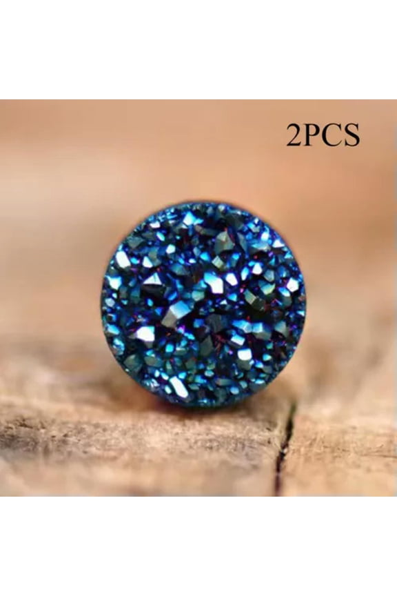 Zircon Ear Clip Non Piercing Delicate Jewelry Zircon Earring Magnet Ear Stud 1Pair Round-blue-8mm