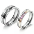 thumbnail image 1 of GKNET Zircon Embellishments Trendy Delicate Jewelry Stainless Steel Couple Rings Size 5-14, 1 of 6
