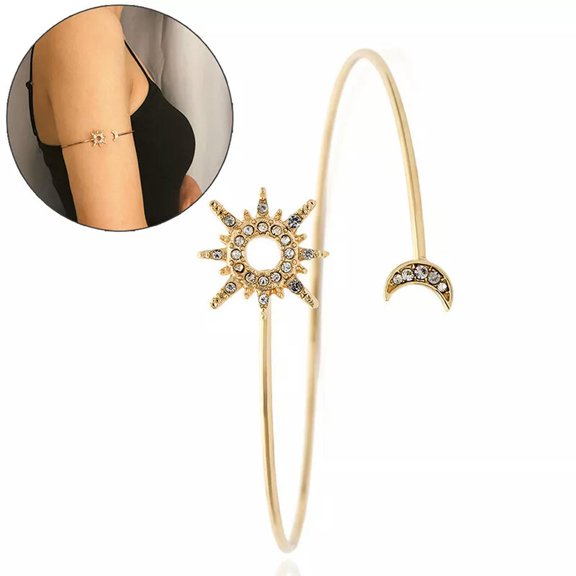 GKNET Zircon Rhinestone Star Moon Upper Arm Cuff Bangles for Women Adjustable Jewelry