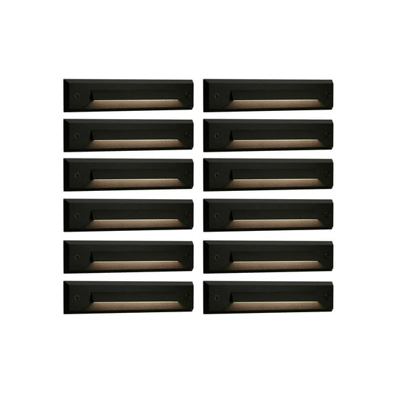 GKOplus 12-Pack Low Voltage 12-24V AC/DC LED Step Lights, 2W Landscape Cutoff Stair Riser Light, Outdoor Waterproof Accent Lighting Fixtures, Die-cast Aluminum with Black Powder Coated Finish