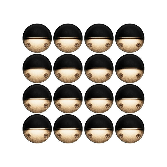 GKOplus 16-Pack Low Voltage LED Deck Lights, Mini Size Eyelid Step Lights with 1W Integrated LED Chips, IP65+ Rated Waterproof for Outdoor, 3000K, Die-cast Aluminum with Black Powder Coated Finish