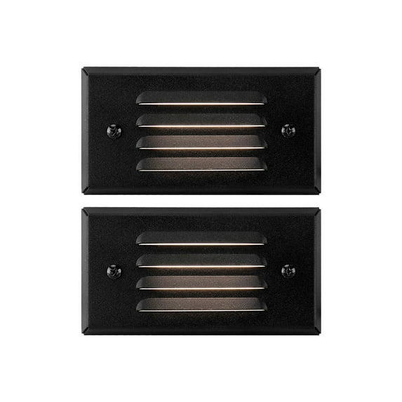 GKOplus 2 Pack 12V 3W Surface Mount Low Voltage LED Step Light with Horizontal Louver Faceplate for Steps Decks Pathway Yard Stairs Fences, IP65 Rated for Outdoor Waterproof, Ideal for Wet Locations