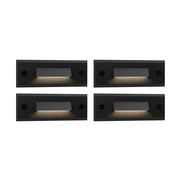 GKOplus 4 Pack Low Voltage Mini Size LED Landscape Step Lights, 9-15V AC/DC Cutoff Stair Riser Light, Outdoor Waterproof Accent Lighting Fixtures, 2700K, IP65, Die-cast Aluminum, Powder Coated Finish