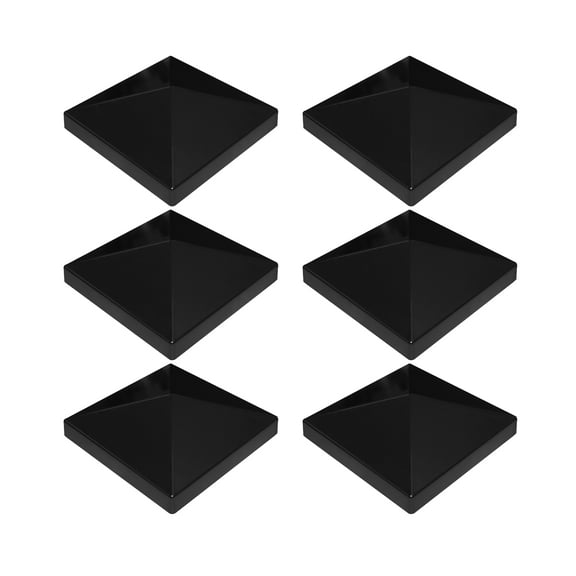 GKOplus 6-Pack 3.5 3.5 Pyramid Black PVC Vinyl Post Top Caps, for Post with Actual Size of 3.5 3.5, Suitable for Fences, Lamp, Deck, Mailbox Posts