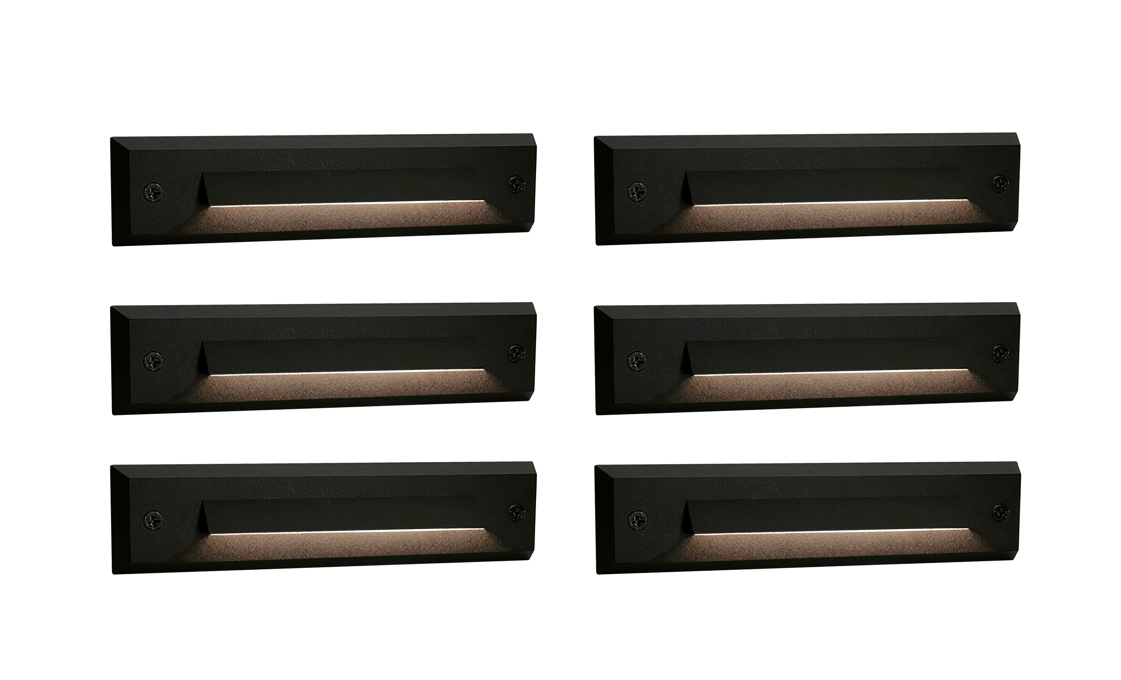 GKOplus 6-Pack Low Voltage 12-24V AC/DC LED Step Lights, 2W Landscape Cutoff Stair Riser Light, Outdoor Waterproof Accent Lighting Fixtures, Die-cast Aluminum with Black Powder Coated Finish