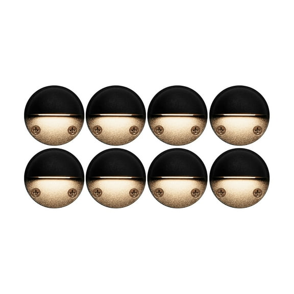 GKOplus 8-Pack Low Voltage LED Deck Lights, Mini Size Eyelid Step Lights with 1W Integrated LED Chips, IP65+ Rated Waterproof for Outdoor, 3000K, Die-cast Aluminum with Black Powder Coated Finish