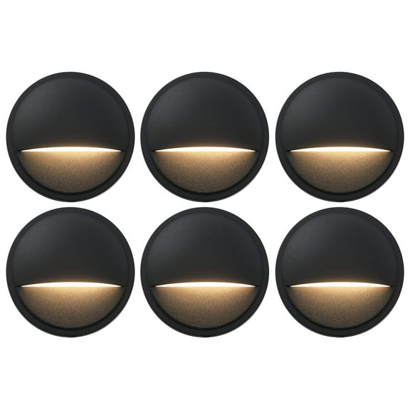 GKOplus Low Voltage LED Deck Lights, Landscape Step Stair Railing Light with 2W Integrated LED Chips, Die-cast Aluminum 12V AC/DC Accent Lighting Fixtures with Black Powder Coated Finish (6-Pack)