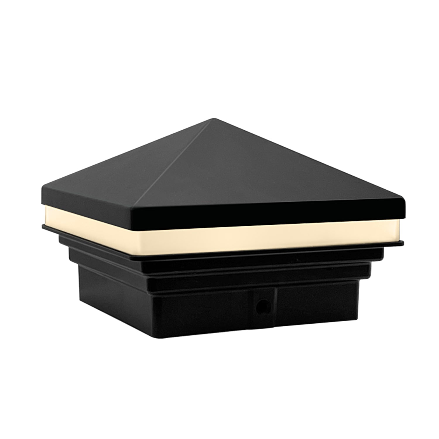 GKOplus Low Voltage Pyramid Post Cap Light, 9-15V AC/DC 3W IP65 Outdoor Deck Lighting, 2700K LED Fence Cap Light for 3.5x3.5 4x4 Wood or Vinyl Posts, Solid Die-cast Aluminum Housing, Black