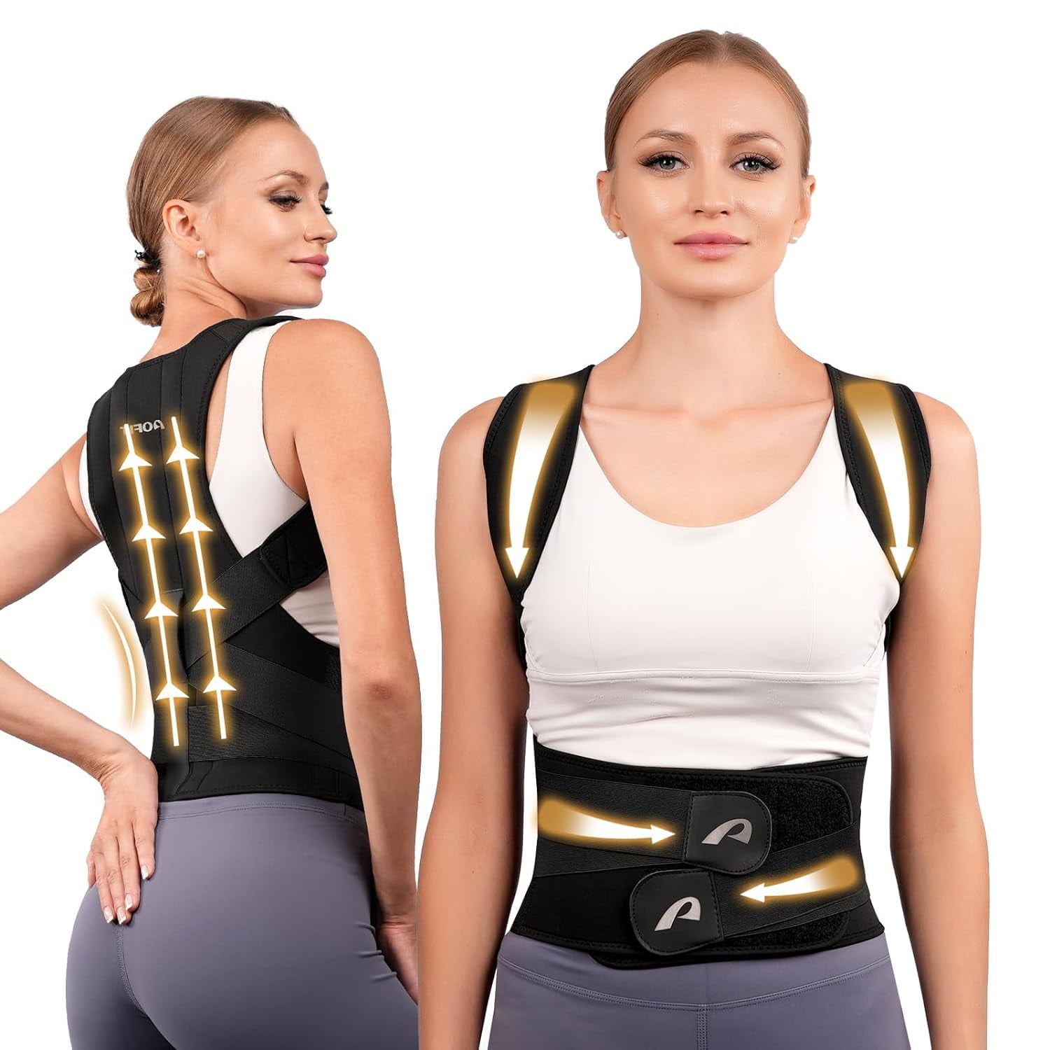 GKTG Back Brace Posture Corrector for Men & Women: Shoulder Straightener Adjustable Full Back Support Pain Relief