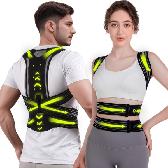 GKTG Back Brace Posture Corrector for Women and Men, Adjustable Full Back Support, Muscle Memory Support Straightener