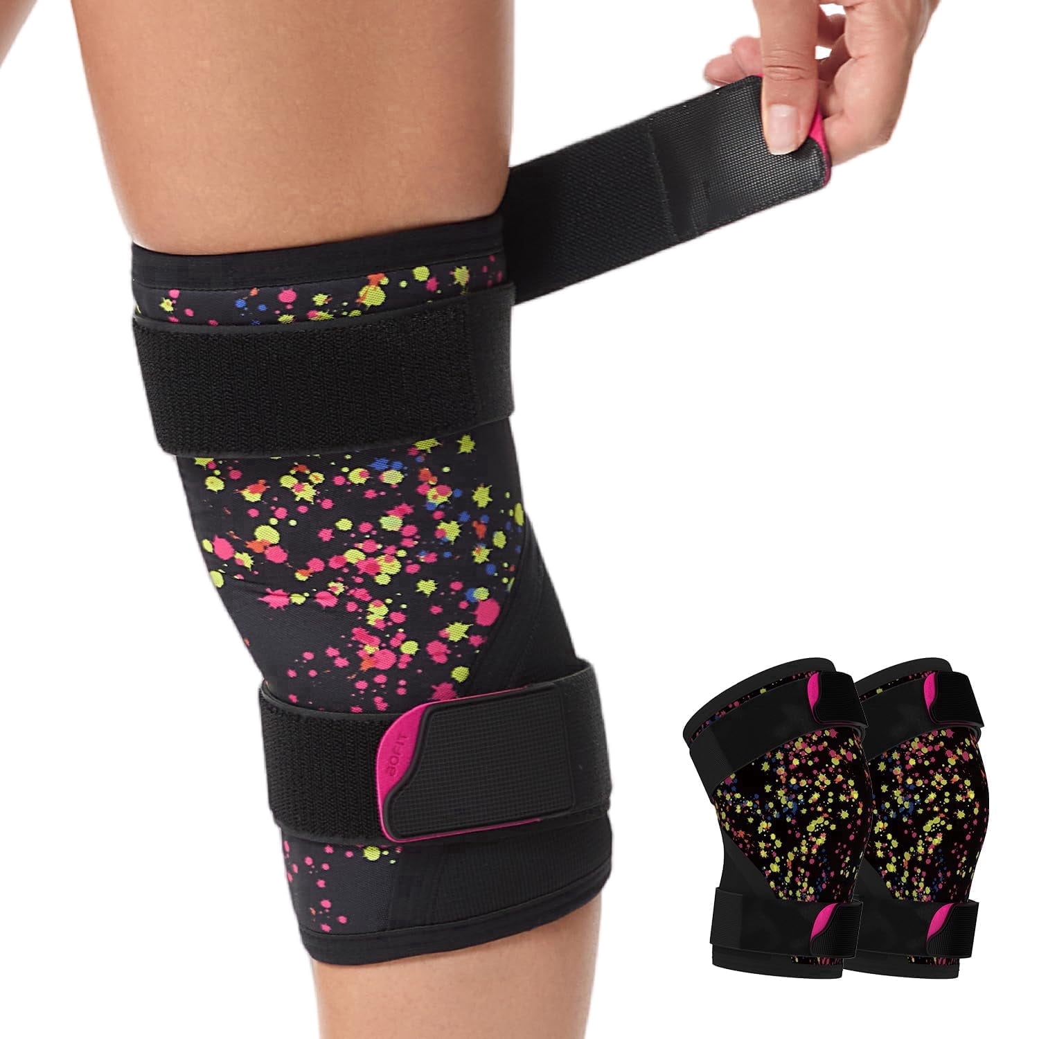 GKTG Knee Brace (1 Pair) Adjustable Strap 7mm Neoprene Knee Compression Sleeve Knee Support for Men Women