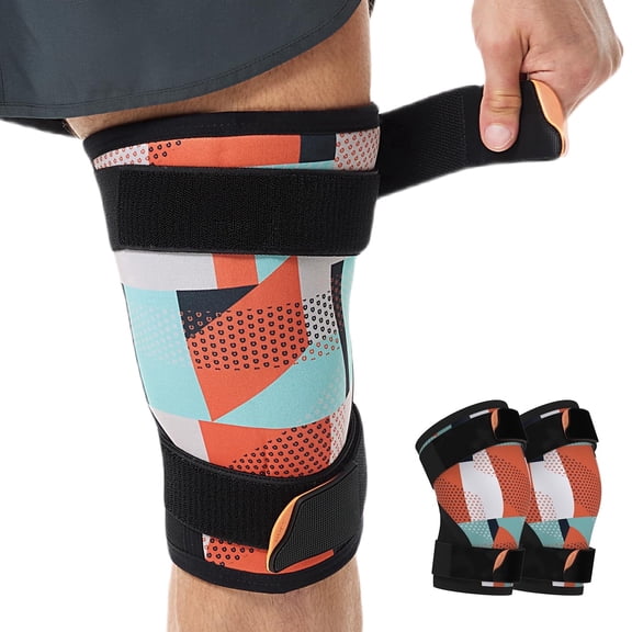 GKTG Knee Brace (1 Pair) Adjustable Strap 7mm Neoprene Knee Compression Sleeve Knee Support for Men Women