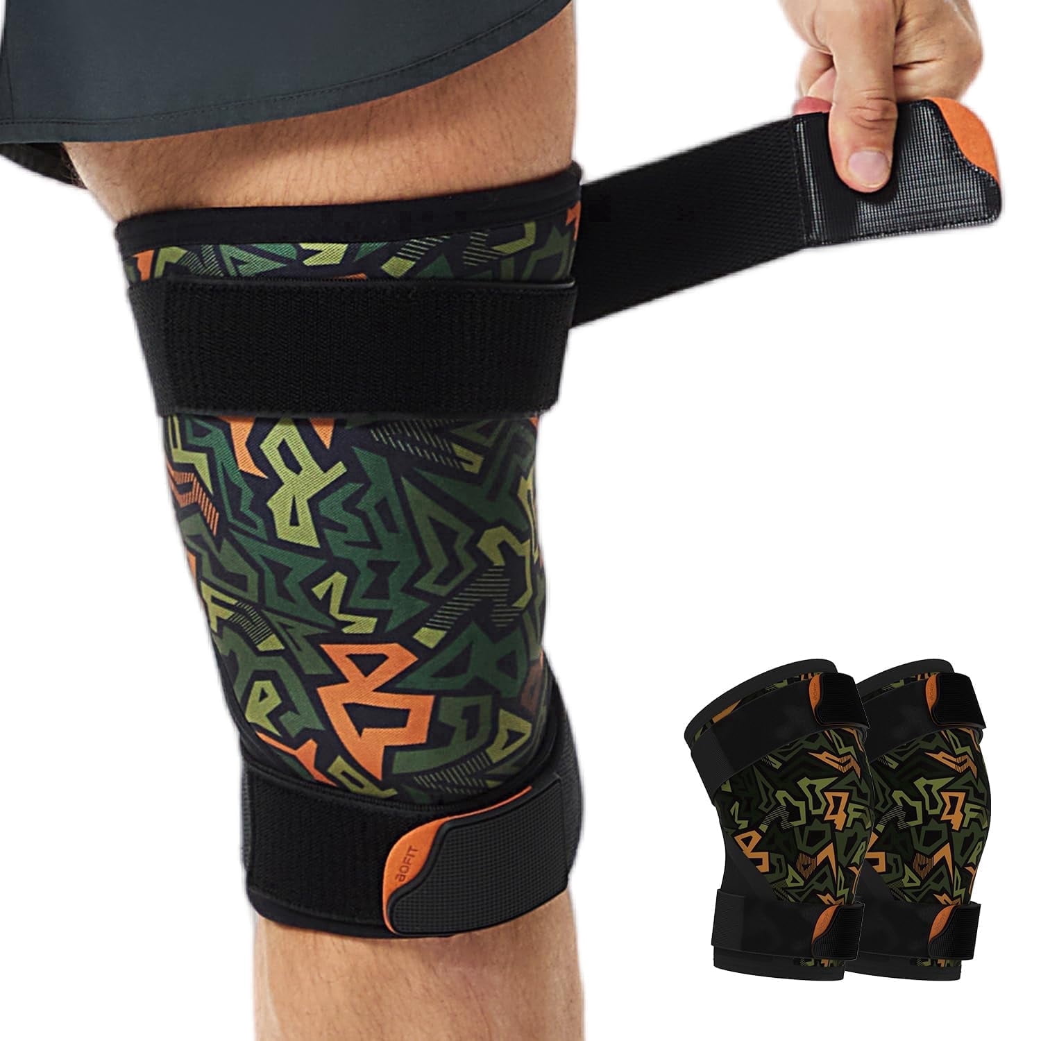 GKTG Knee Brace (1 Pair) Adjustable Strap 7mm Neoprene Knee Compression Sleeve Knee Support for Men Women