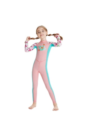 Girls’ UPF 50+ One-Piece Full Wetsuit – Long Sleeve Sun Protection Dive Suit for Snorkeling, Swimming & Surfing