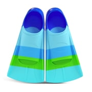 GKV Kids & Adults Silicone Full Foot Swim Fins   Compact Travel Lightweight Short Blade Snorkeling Fins, Diving Flippers