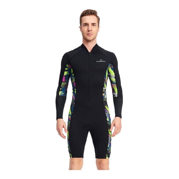 GKV Men’s 1.5mm Long Sleeve Shorty Wetsuit – Neoprene Diving Suit for Snorkeling, Surfing & Kayaking